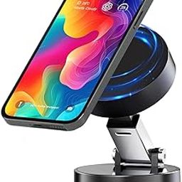 Elfora Magnetic Phone Holder| Portable Hand-Free Mount for Dashboard & Vent Mounting| Multi Angle Adjustable and Strong Vacuum Suction| Compatible with iPhone 13/14/15/16 and All Android Phones(Black)-23