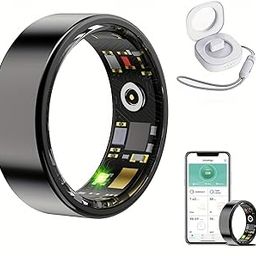 Smart Health Rings for Women Men,Fitness Monitor with Blood Oxygen,Heart Rate,Blood Pressure Tracking,Sleep Tracker,IP68 Waterproof,No Subscription Fee Smart Ring for iphone&Android (Black, #8)-picture-12