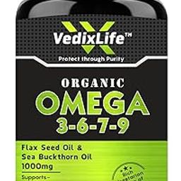 OMEGA 3-6-7-9 Capsule With Flax Seed & Sea Buckthorn Oil | Organic Ingredients, Non-GMO, Gluten Free for Men and Women | Immunity Booster, For Stronger Bones And Joints | 60 Softgel Capsules-image-83