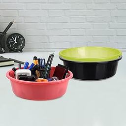 Pack of 3 Desk Organizer | Stationery Organizer | Multipurpose Organizer | Office Supplies for Pen-Pencil-Staplers | Desktop Organizer | 6 LTR | Black & Green & Pink-image-87