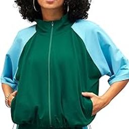 Green Knitted Color Block Jacket-image-2