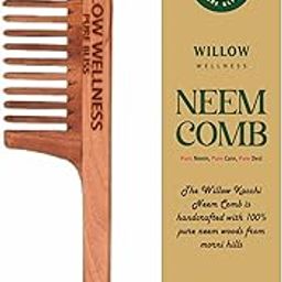 Willow Wellness Wooden Neem Comb | Rat Tail Comb - Wide Tooth Neem Comb for smooth & straight hair, Healthy Scalp, Hair Growth, Hair fall & Dandruff Control for Men & Women | Suited For All Hair Types (Pack of 1)-9