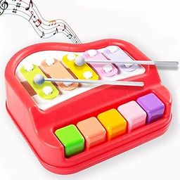 Gooyo 1503 Non Battery 2 in 1 Mini Piano and Xylophone Toy with Colorful Keys & 2 Mallets for Babies/Girls/Boys/Kids/Gifts | Red Color (Battery Not Required)-6