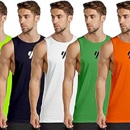 Men Solid Printed Round Neck Sleeveless Regular Fit Pack of 5 Vest-picture-12