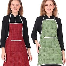 GLUN® Waterproof Unisex Kitchen Apron, Pack of 1, 2 Checkered Aprons with Center Pocket with Centre Pocket-13