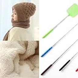 Dastav Women’s 2-in-1 Integrated Hat & Scarf, Windproof Winter Woolen Cap with Ear Protection | & | Fly Swatters Indoor Mosquito Killer - Heavy Plastic Flies Killer Fly Swatter-picture-14