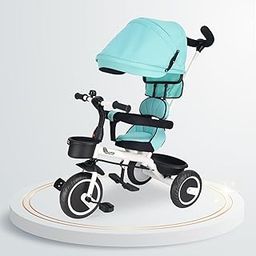 R for Rabbit Tiny Toes T30 Ace Tricycles for Kids with Premium EVA Wheels, Canopy, Adjustable Parental Control & Storage Basket | Baby Trike Cycle for 1.5 to 5 Years, Upto 25 Kg Boy & Girl (Lake Blue)-1