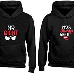 Unisex Couple Combo 100% Cotton Mr Mrs Hoodie for Valentine's Day - Black (Pack of 2)-image-29