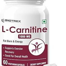 Biotrex Nutraceuticals L-Carnitine For Supports Muscles Recovery, Fat Burn & Energy 1000 mg | 60 Capsules-image-47