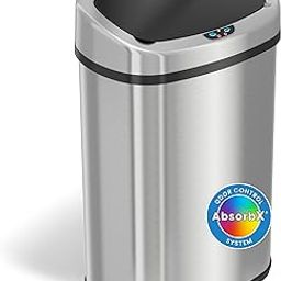 iTouchless Oval Future Living Tech Stainless Steel Motion-Sensor 80 L Auto Infrared Sensor Trash Can by Nine-stars-picture-21