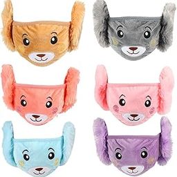 SIYAA Girls/Boys Warm Winter Face Mask with Plush Ear Muffs Ear Covers Sat Of 6 pcs (Size 3-13 Years) pack of 1-25