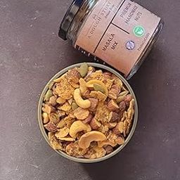 A Dough Story Masala Mix | Gluten-Free Savory Healthy Snack | Indian Tea-Time Namkeen with Roasted Nuts, Seeds & Authentic Spices | Premium Handmade Masala Cashew Almond Mix 100g-image-91
