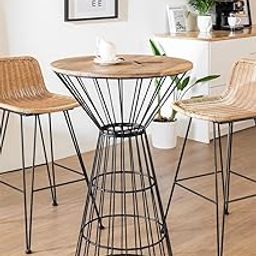 OGH | Round High Bar Table (62 Cm) Beside Table Home Decor Furniture - 62d X 76w X 105h Centimeters (Black)-image-41