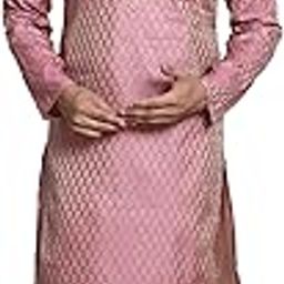 (Since 1958 Men's Jacq Silk Maroon Self Design Kurta & Off-White Churidar Pyjama Set-image-75