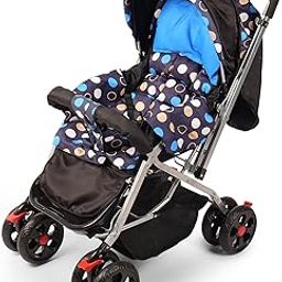 Little Rides Explorer Baby Stroller/Pram for 0 to 3 Years, New Born/Kids, with Safety Belt, Adjustable backrest, 360 Swivel Wheel, Large Storage Basket, Reversible Handlebar Net (Blue,Black)-6