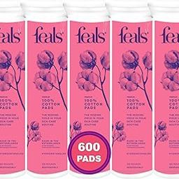 Feals Cotton Pads for Makeup Removal, 600 Pads, 100% Natural and Gentle Cotton Pads, Ideal for Skincare Routine, Applying Face Toner, Cleaning, Cleansing, and Makeup Removal, Ideal for All Skin Types, For Eye & Face Makeup Removal, Nail Polish Removal, Pack of 5 (120 pads each)-image-29