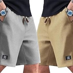 Men's Shorts Combo Pack | Stylish Slim Fit Casual Shorts for Men | Elastic Waistband | Breathable & Lightweight Fabric | Pack of 2-image-15