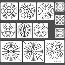 Ivana's 12 Pieces Mandala Dot Painting Stencils 3.5/5.1/5.8/7.9 Inches Reusable Stencils Segment Mandala Template for DIY Wall Tile Paper Fabric Glass Metal Art, 4 Sizes-14