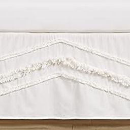Sweet Jojo Designs Ivory Boho Bohemian Girl or Boy Baby Nursery Crib Bed Skirt Dust Ruffle - Gender Neutral Solid Color Beige Cream Off White Farmhouse Chic Unisex Minimalist Fringe Macrame Cotton-6