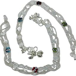 Indian Traditional White Metal Anklets Payal Pair for Women (0056)-image-45