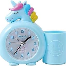 PARTEET Plastic Alarm Analog Clock With Pen Holder For Kids, Bedroom Unicorn Alarm Clock, Watch For Girls Loud Bell Alarm Table Clock For Heavy Sleepers (Blue), 13 Centimeters, 14 CM-picture-3