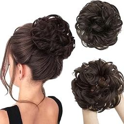 DELORUS 1PCS Messy Bun Hair Piece Hair Extension With Elastic Rubber Band Hairpiece Synthetic Hair Scrunchies Hair Piece for Women Girls Color Brown-image-108