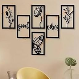 The Hind Art Wall Decor for Living Room-Wall Hangings for Home/Wall Decoration Double Tape wall decor, Pack of 6 MDF Wood A-image-14