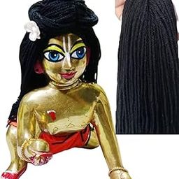 4INCH laddu gopal hair wig,material woolen hair,perfect for 4 to 4.5inch any god idol,long hair freeely fitted-25