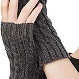 clap Women Fingerless Winter Gloves, Girls Woollen Knitted Hand Warmers-picture-16