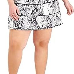 Snake-Print Tiered A-Line Skort, Snake White (3X)-image-68