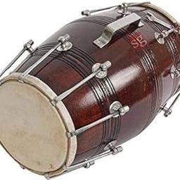 Trading Dukan Mango wood Dholak Beautyful Nut & Bold fiting Shiny Brown Goat skin on both side(Brown10)-image-33