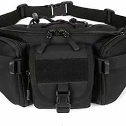 Waist Bags for Men Women Premium Stitching, Branded Zippers, Waterproof Pocket, Large Fanny Pack for Hiking Travel Camping Running Sports Outdoors (Nylon) (Black)-image-17