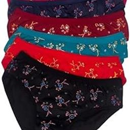 Combo Pack of 6 Women's Floral Print Innerwear Mid Waist Briefs Comfortable Inner Cotton Soft Underpants Brief for Women Panties Ladies Panty Female-image-5