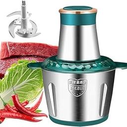 CHALISA 3 Liter ABS Electric Meat Grinder 300W with Bowl Stainless Steel and Glass Fruits Vegetable Grater Chopper Fillings Maker Onion, Garlic Slicer Dicer Nuts Blender Heavy for Kitchen-25
