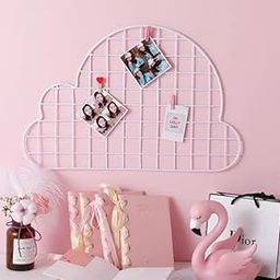 NAYAB DIY Multifunction Metal Grid Wall Mounted Ins Mesh Art & Craft Photo Display Organizer Panel, Memo Bulletin Board (Cloud Ivory)-17