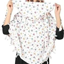 Cotton Long Scarf Cum Mask Scarves Usable for Vehicle Driver | White Printed Design Fabric | Universal Size | Soft & Breathable Sun Protection | For Girl & Women-picture-17