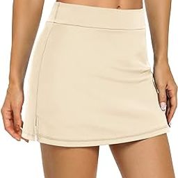 Tennis Skirts for Women Golf Athletic Activewear Skorts Mini Summer Workout Running Shorts with Pockets, Khaki, Medium-picture-9