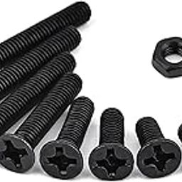 olsSCMlo M3x6mm Flat Head Countersunk Machine Screws and Hex Nuts Black, Phillips Drive, Full Thread, (200 Pieces)-image-34