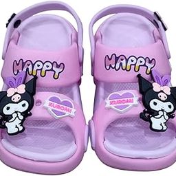Cutest KUROMI Clogs Kids Beach Pool Slippers Summer Flip Flops (01 Pair) Size - EURO-30/31 (4-6 Years) PINK-PURPLE HAPPY DESIGN-image-84