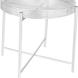 Iron Outdoor Side Table Modern Plant Stand for Indoor Outdoor Bedroom White|Home & Garden |1 Outdoor Side Table-image-12