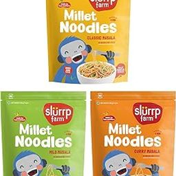 Slurrp Farm No Maida Hakka Noodles Combo, Not Fried, No MSG, Classic, Mild and Curry Masala Millet Noodles, Pack of 3 X 192 g-9