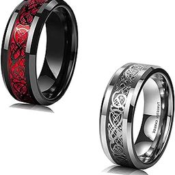 Stainless Steel Stylish dragon celtic proposal Couple band thumb Silver Platinum Black Finger Ring combo for Men Mens gents unisex Boys Boyfriend MEN RINGS-AM067-image-80