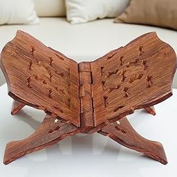 Big Size Rehal Book Stand for Holy Books | Book Holder for Religions Book | Wooden Polished Folding Holy Book Stand with Intricate Hand Carvings for Ved Puran Bible Quran-image-67