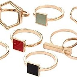 Rings for Women and Girls Fashion Aesthetic Golden Ring Set |Silver Gold Plated Aesthetic Ring Combo Knuckle Rings Set | Birthday Gift For Girls and Women-image-69