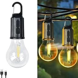 3 Lighting Modes Tent LAMP Unbreakable Hanging Clip Bulb Portable & Rechargeable Hanging Light Decorative Hanging LAMP Emergency Working Light for Camping Hiking Indoor Outdoor-19