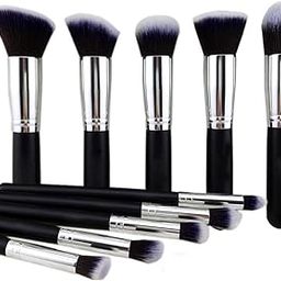 Beauty Fiber Bristle Makeup Brushes Set- Black, 10 Piece Makeup Brush Tool Set (Pack of 1)-39