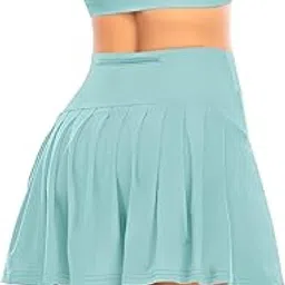 quecy Women's Pleated Tennis Skirts with Pockets Golf Skorts Sportswear for Running Training Sportswear Sky Blue-picture-29