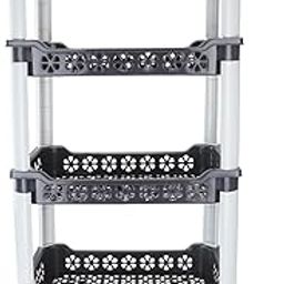 Nayasa Candy Rectangular Trolley 4 Layers | Kitchen Organizer | Stand for Kitchen | Shelf Organizer | Vegetable Basket for Onion,Potato |Vegetable Trolley with Wheels | 38 X 28 X 79 cm | Grey-image-20