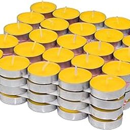 Shraddha Creation Wax Yellow Tealight Candles, Plain Tea Lights Candles Set of 100 for Diwali Decorations, Fancy Unscented Tealight Candles Pack of 100pcs (Yellow Colour)-image-20