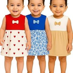 Baby Girls Cotton Frock Set – Pack of 3 PC Frock for Babies- Style 10009 -Printed, Multicolour-image-56